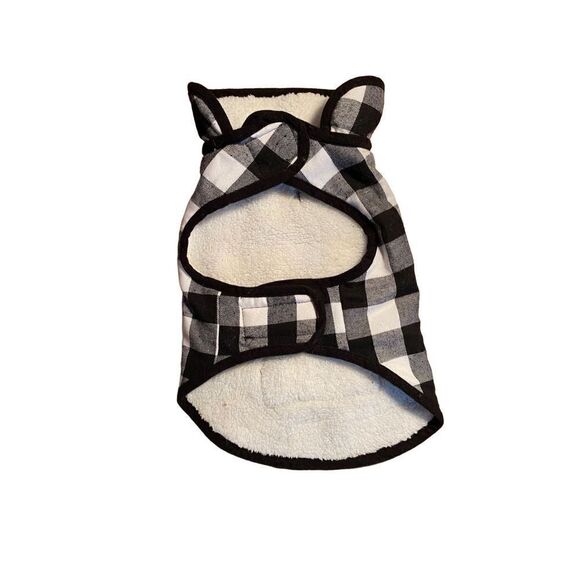  buffalo, check, black and white dog fleece coat/Christmas/holiday size med - Picture 2 of 3